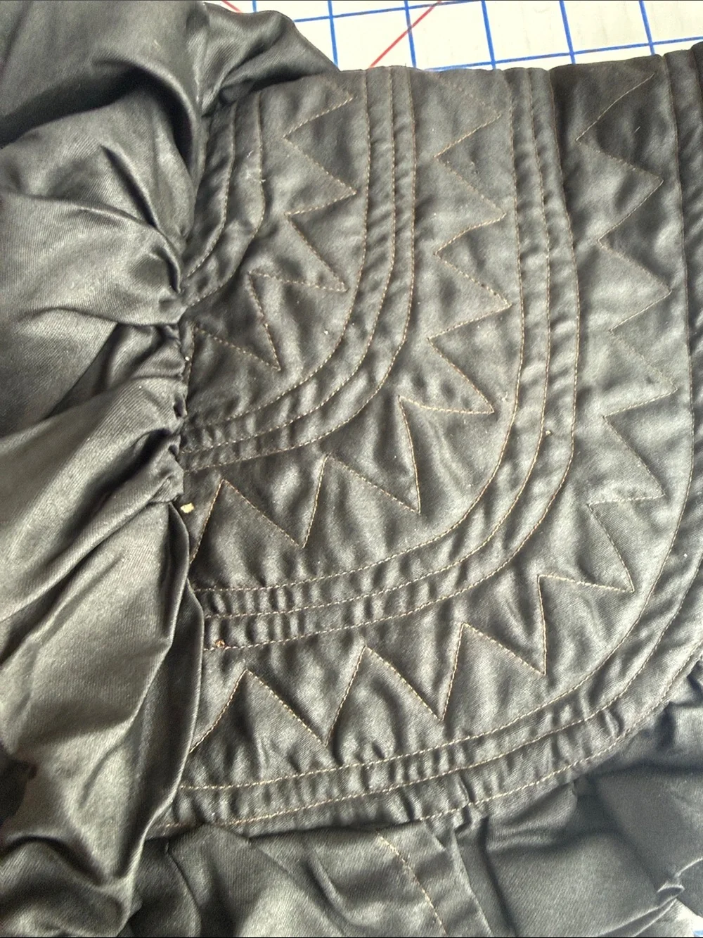 Vintage 1940s Black Satin Bonnet Quilted Ruffle Prairie Victorian Style Costume